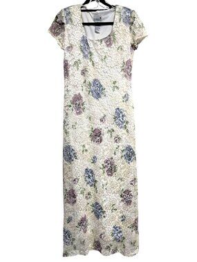 VIntage Romantic Fairy Dress Floral Lace Womens Size 3/4 by Scarlett Short Sleev